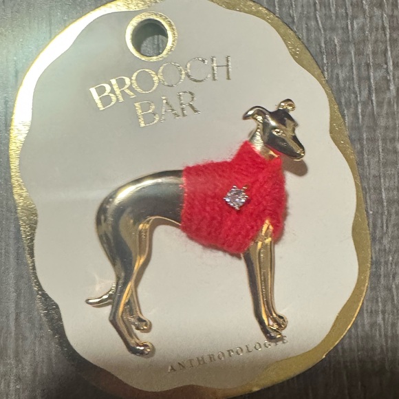 NWT Anthropologie Brooch Bar Gold Toned Greyhound Dog Brooch - Picture 2 of 3